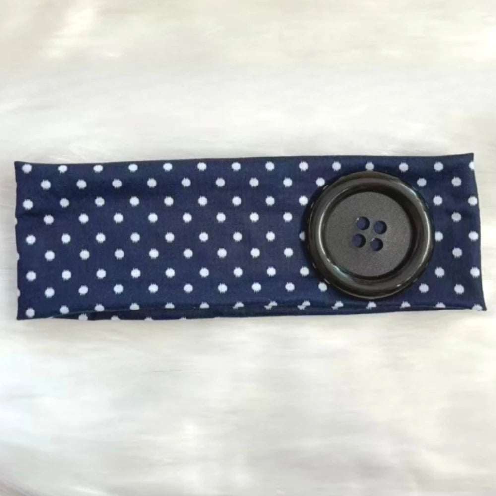 Y2K Vintage Polka Dot Headband - Trendy Button Hairband for Women, Cute Casual, Sports, and Yoga Accessories