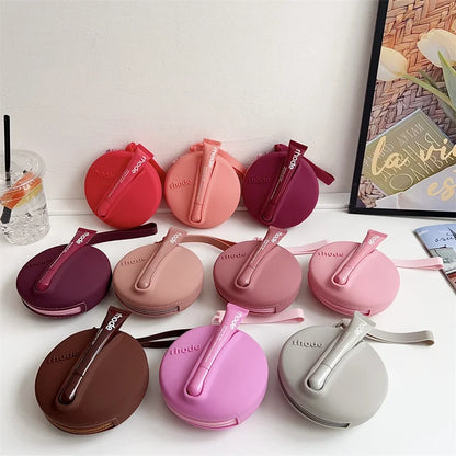 Lip Gloss & Makeup Organizer Bag — Female Toiletry Kit with Zip, Mirror, and Cosmetic Storage Pouch
