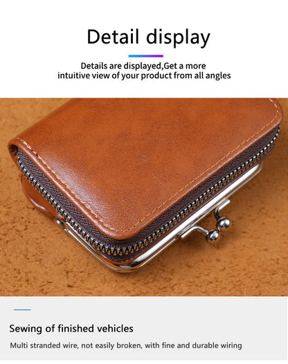 Women’s Fashion Minimalist Wrist Strap Wallet – Retro Short Zero Wallet with Large Capacity, Multi-Card Pockets & Money Clip