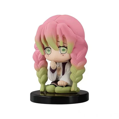 5PCS Q-Version Demon Slayer Sitting Ghost Dolls – Tanjiro, Nezuko, Inosuke PVC Figure Toys for Gifts