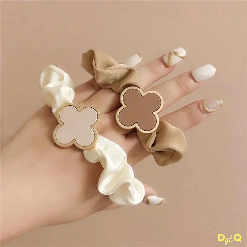 Cute French Ponytail Hair Rings - Warm Color Elastic Hair Ties for Stylish Hairstyles