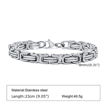 Men's Stainless Steel Byzantine Chain Bracelet – 4/5/6/8MM Link Wristband for Boys, Perfect Gifts for Him