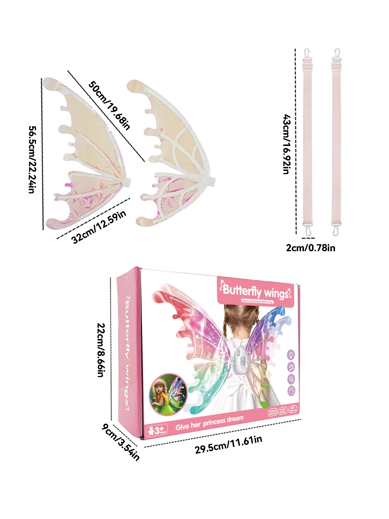 Moving Luminous Music Elf with Butterfly Wings – Indoor/Outdoor Back Decoration Toy Gift (No Battery Included)"