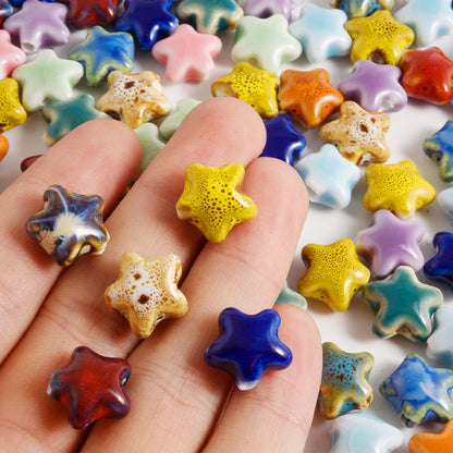 10/20/30PCS Colorful Ceramic Animal Beads – 2mm Hole Clownfish, Turtle, Star & Conch Shell for DIY Jewelry, Bracelets & Crafts