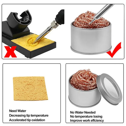 Soldering Iron Cleaning Ball: Mesh Filter for Desoldering - Copper Wire Cleaner Ball for Nozzle Tip Maintenance - Metal Dross Box Clean Tool