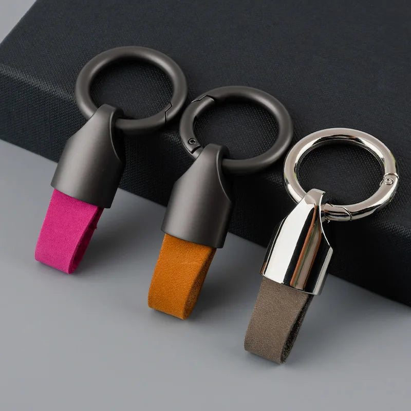 Luxury Leather Key Chain - Fashionable Durable Keychain for Men & Women, Car Key Ring Holder with Horseshoe Buckle, Gift Accessories