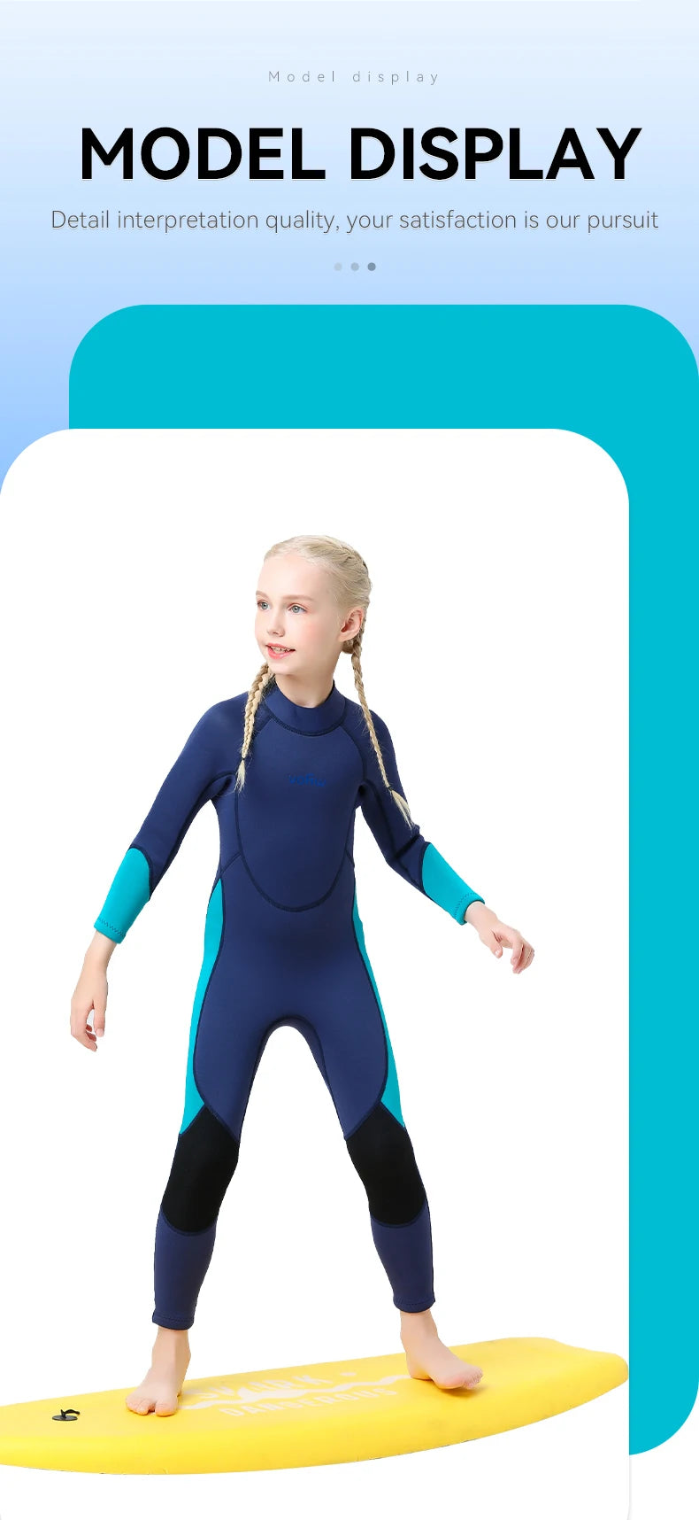 Children's 2mm/3mm Neoprene Wetsuit – One-Piece Long Sleeve Diving Suit for Cold Protection, Sunscreen, Surfing, Swimming & Snorkeling