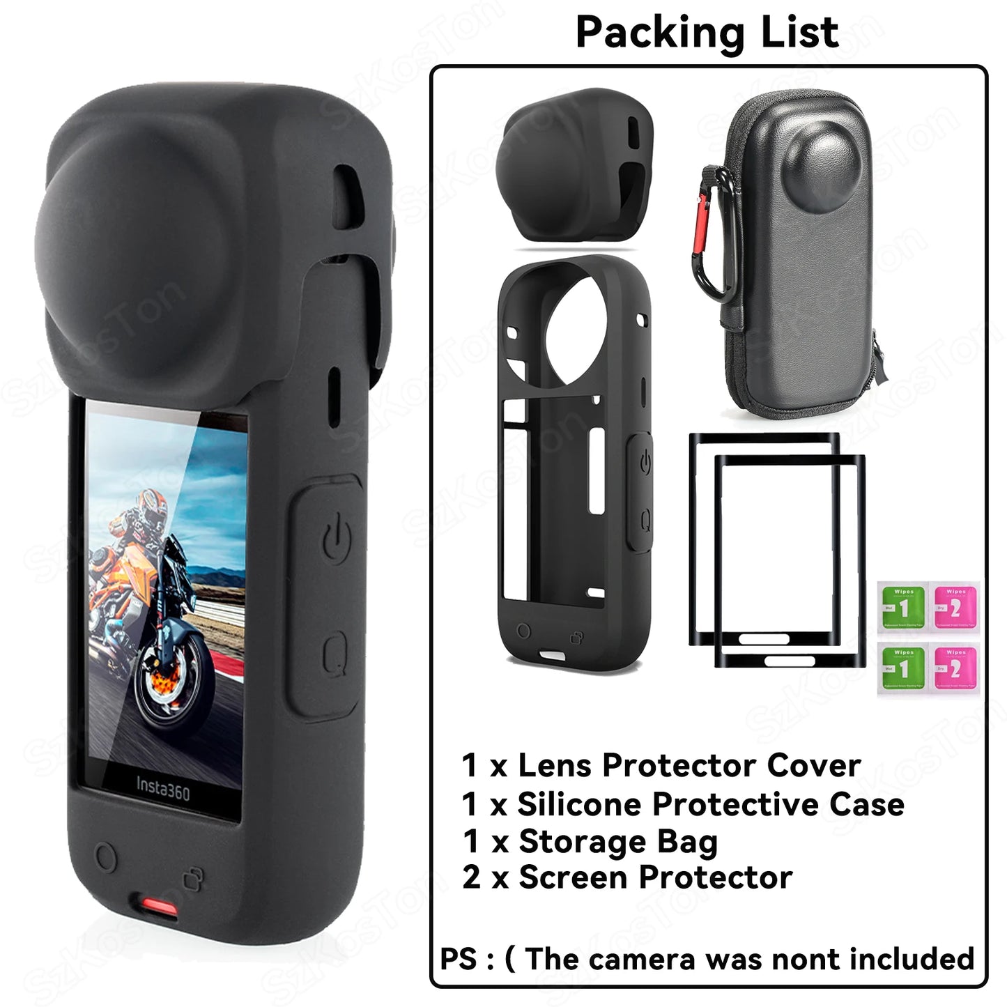 Insta360 X4 Lens Guards, Storage Bag & Screen Protector Film – Anti-Scratch Camera Accessories for Insta360 X4