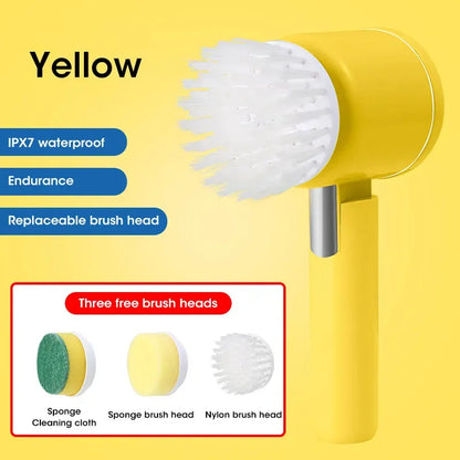 Cordless Electric Spin Scrubber with 5 Brush Heads - IPX7 Waterproof Rechargeable Cleaning Brush for Bathroom Tiles, Showers, and Grout