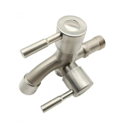 1/2" Dual Outlet Faucet Adapter – Double Control Water Tap, One-In-Two-Out Washing Machine & Bidet Bathroom Sink Connector Valve