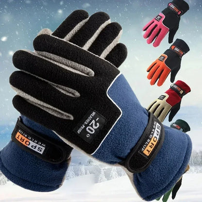 Winter Warm Gloves - Plush Thickened Five-Finger Skiing, Cycling & Motorcycle Gloves for Men