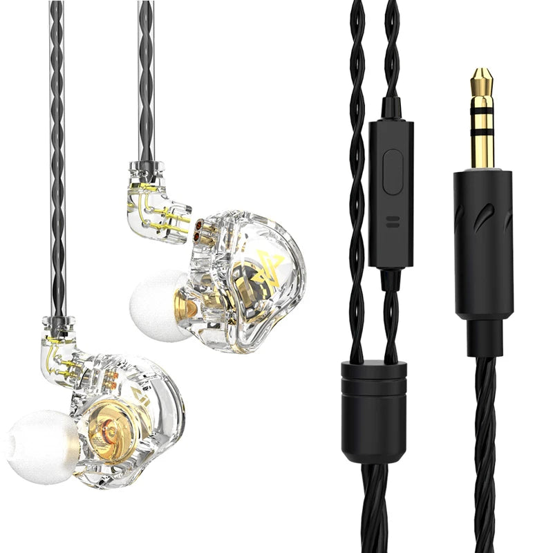 QKZ AK3 Wired Earphones - HiFi Bass Headphones with Microphone for Gaming, Sports & Music