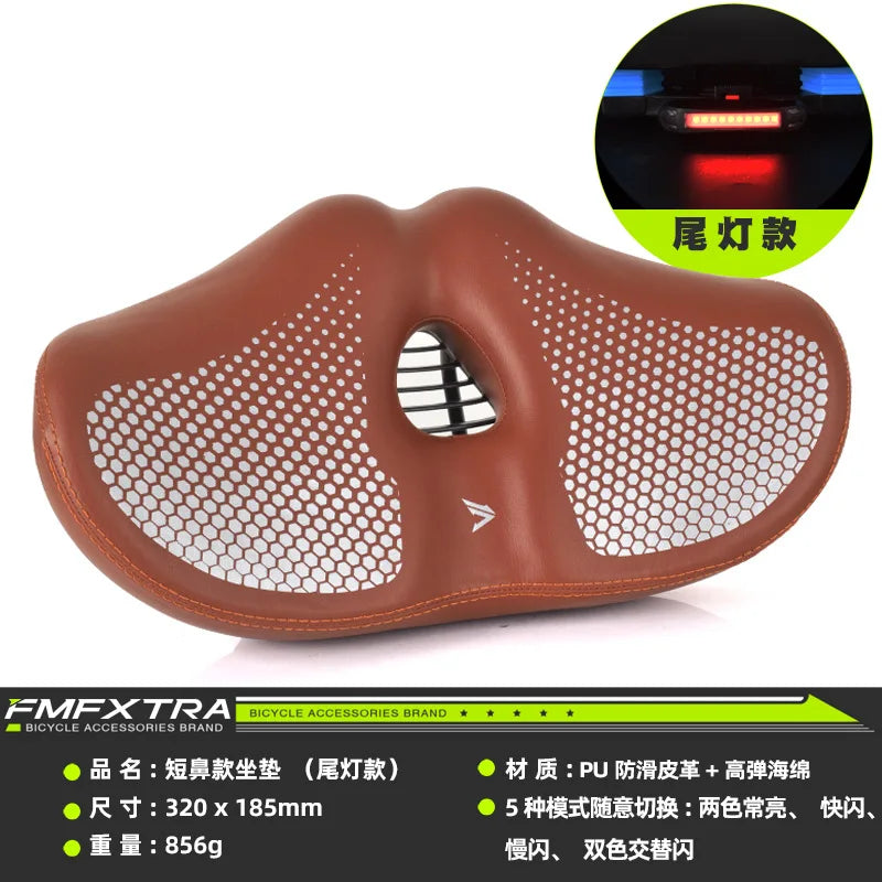 Noseless Bike Seat Cushion - Wide Extra-Padded Comfort Saddle for Men & Women, Oversized Bicycle Seat for Peloton & Indoor Bikes