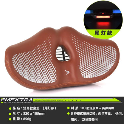 Noseless Bike Seat Cushion - Wide Extra-Padded Comfort Saddle for Men & Women, Oversized Bicycle Seat for Peloton & Indoor Bikes