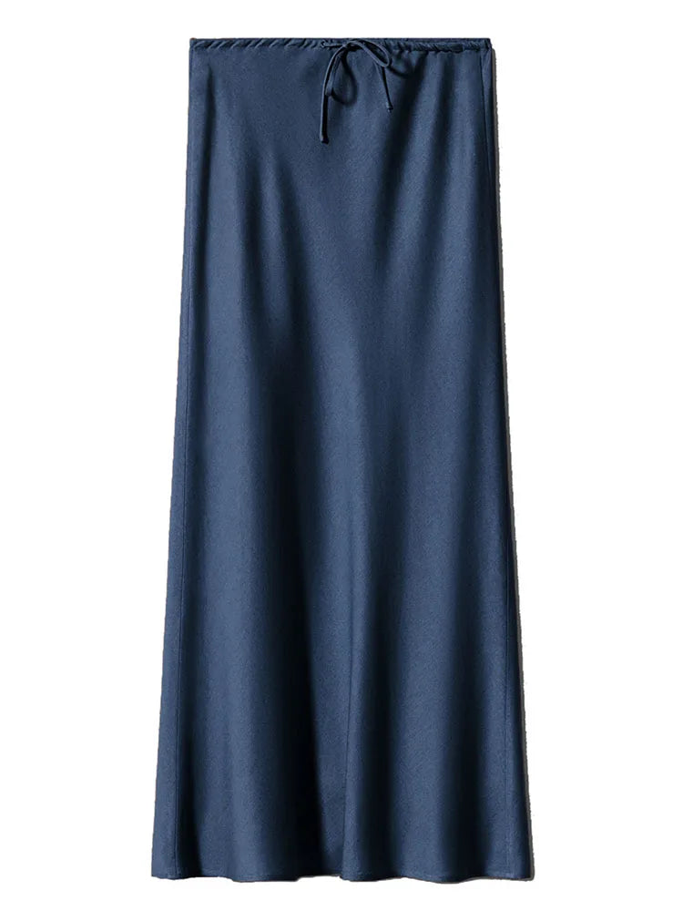 Women’s Long Satin Maxi Skirt – Luxury Shiny High Waist Straight Fit Elegant Skirt for Spring Summer Casual Fashion