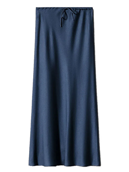 Women’s Long Satin Maxi Skirt – Luxury Shiny High Waist Straight Fit Elegant Skirt for Spring Summer Casual Fashion