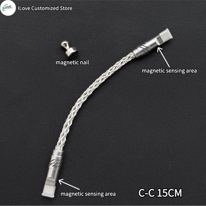 8K Gaming Keyboard USB-C Cable – Single-Crystal Copper Magnetic LED Cable for Esports Hubs and HMLAB Hubs