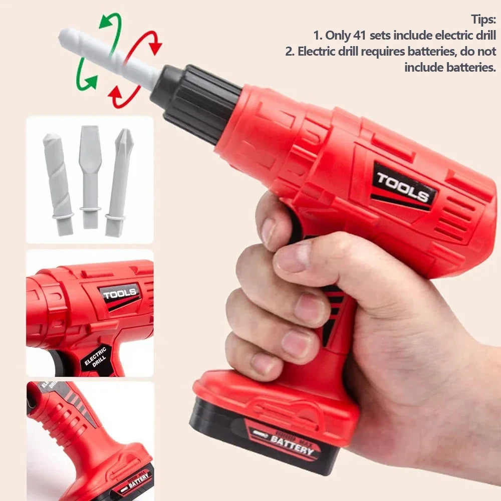 Pretend Tool Kit Toy Set - 38/41 PCS Kids Plastic Repair & Construction Tools for Toddler Boys Gift