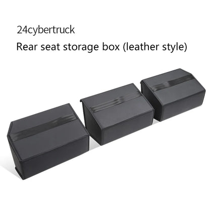 Tesla Cybertruck 2024 Rear Under Seat Storage Box 3-Piece Set Leather Organizer Auto Interior Accessories Underseat Storage Tray
