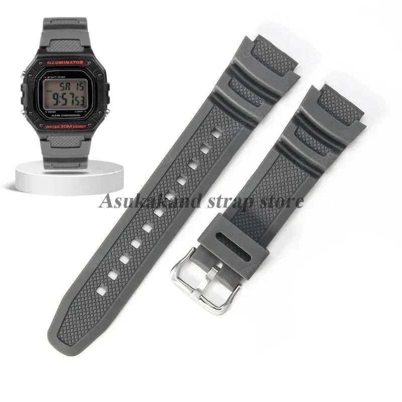 18mm Silicone Watch Strap for Casio W218H AE-1200 AE-1100 SGW-300/400 MRW-200 - Sport Resin Rubber Replacement Wristband