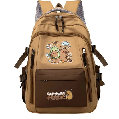 Kawaii Capybara School Backpack Set – Cute Girls Casual Daypack, Kids Bookbag & Travel School Bag Set