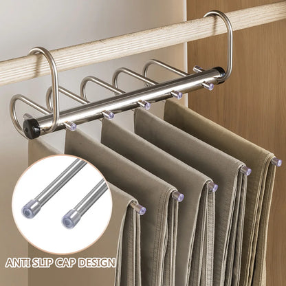 Stainless Steel Multi-Tier Pants Hanger — 5/9 Tier Space-Saving Closet Organizer for Jeans, Trousers, Scarves & Clothes