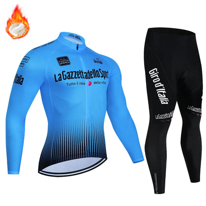 Tour De Italy D'ITALIA Cycling Clothes – Men's Fleece Jersey & Bib Pants Sports Set, Bicycle Uniform Costume