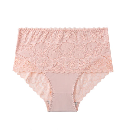 Women’s Plus Size High-Waist Lace Panties - Stretchy Breathable Briefs for Comfortable Everyday Wear