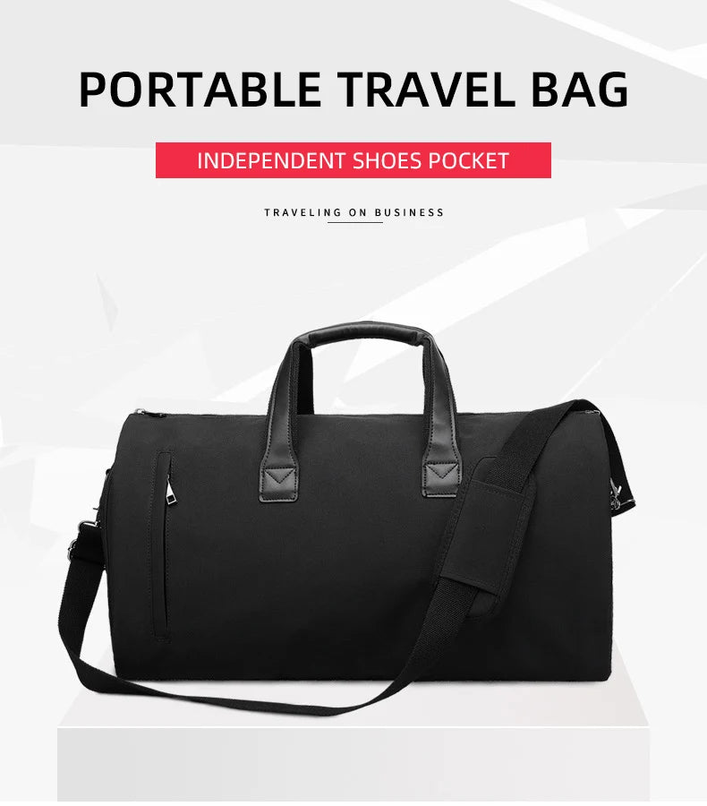 Convertible Garment Bag for Travel - Large Capacity Duffel with Shoe Pouch for Weekend & Business Trips (XM130)
