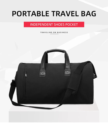 Convertible Garment Bag for Travel - Large Capacity Duffel with Shoe Pouch for Weekend & Business Trips (XM130)