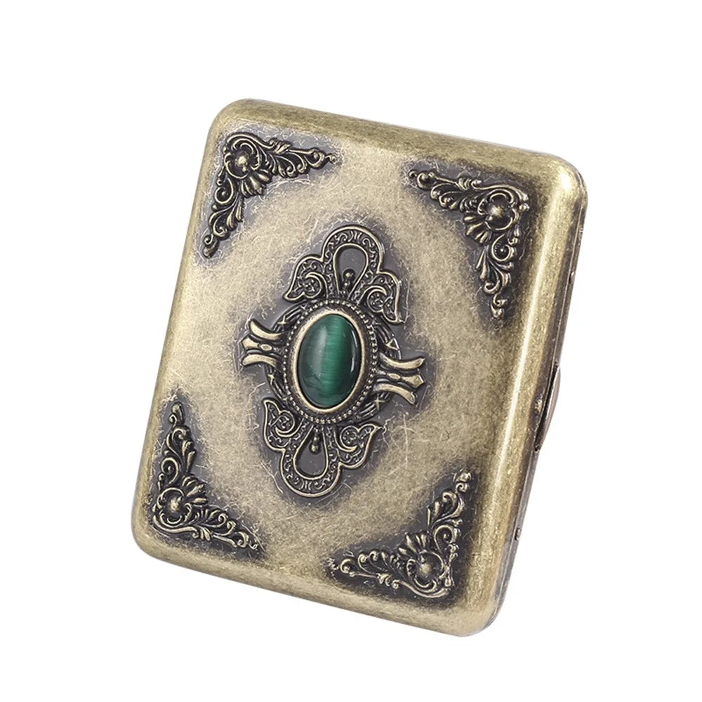 Retro Metal Cigarette Case - Portable 20-Stick Embossed Holder, Anti-Pressure & Moisture-Resistant Smoking Accessory
