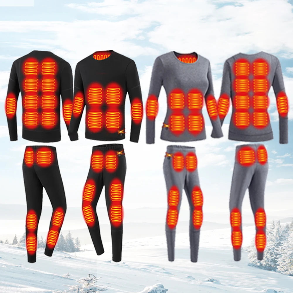 52-Zone USB Heated Winter Underwear for Men & Women – Thermal Electric Heating Jacket and Winter Clothing Accessories