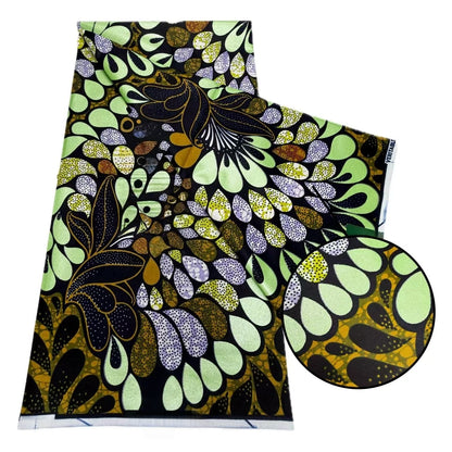 Original African Wax Print Fabric - 6 Yards 100% Cotton Nigerian Ankara Sewing Material for Women’s Dresses