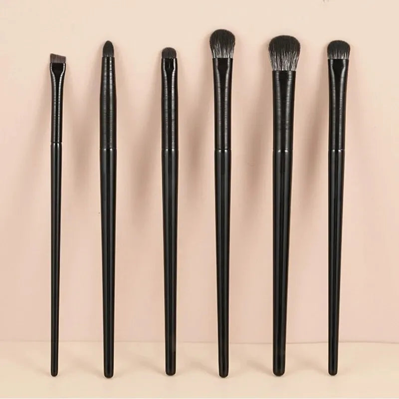6 Piece Soft Hair Eyeshadow Brush Set - Smudged Lying Silkworm Eyeliner & Detail Small Makeup Brushes