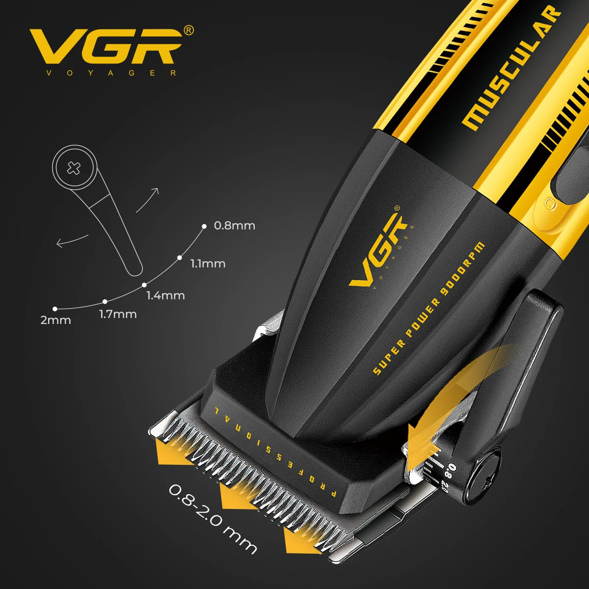 VGR Professional Hair Clippers & Trimmer – 9000 RPM Adjustable Hair Cutting Machine for Men V-285 V-003