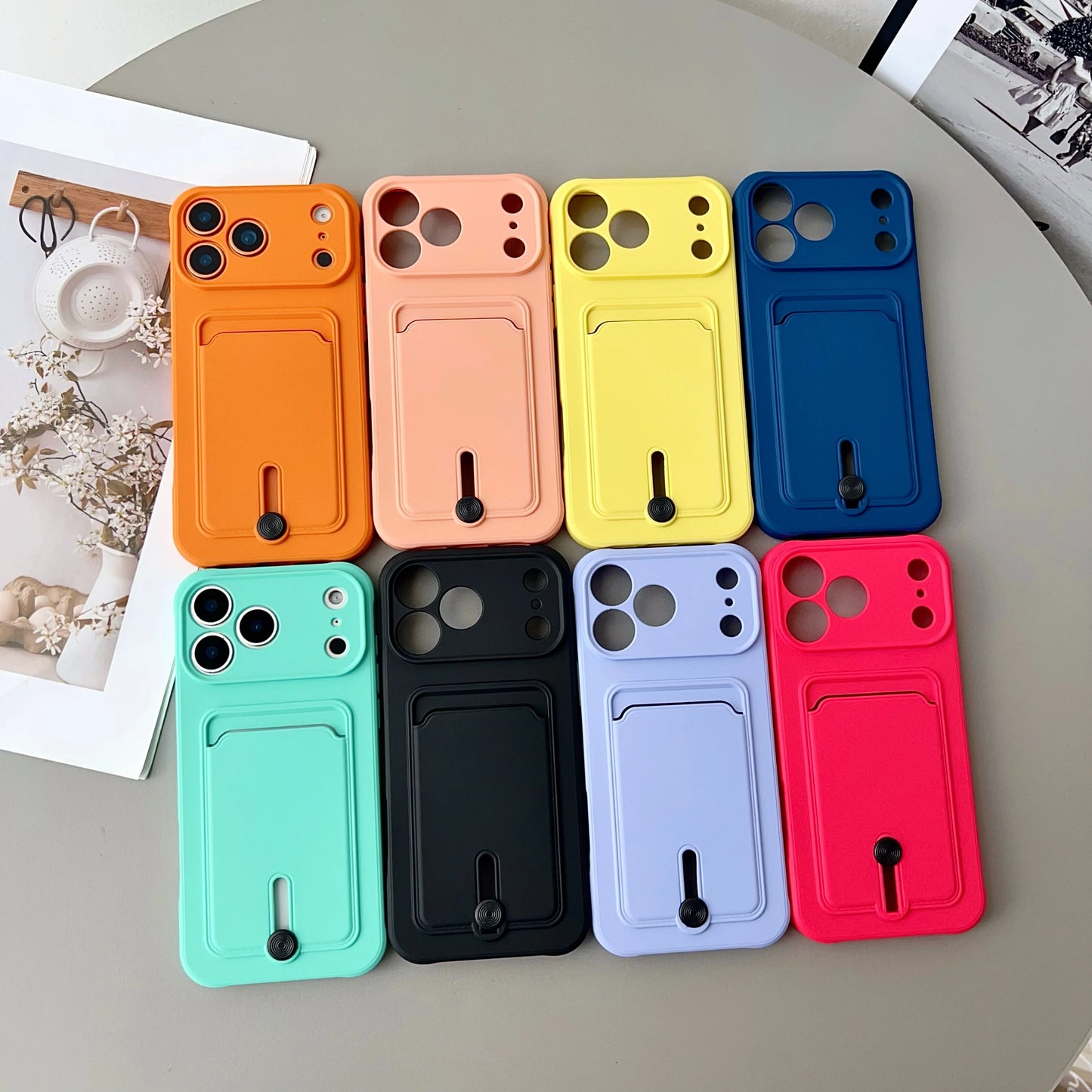 Push Card Wallet Phone Case with Card Slot Holder, Soft TPU Credit Card Cover for iPhone 17, 16, 15, 14, 13, 12, 11 Pro Max, Air, Plus & Mini