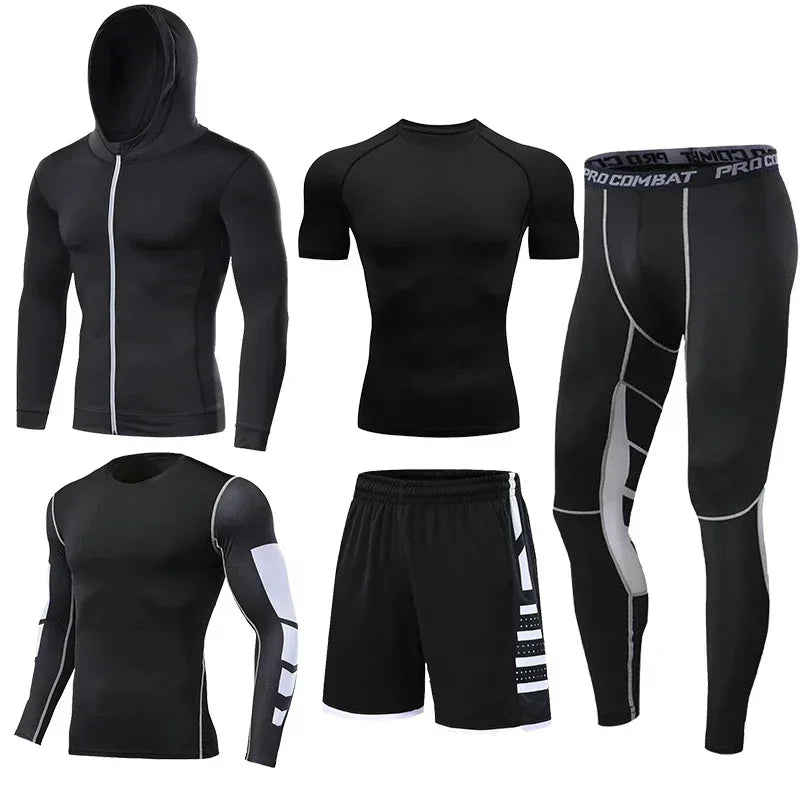 Men's Running Tracksuit Set - Compression Fitness Sportswear With Leggings, Gym Tights & Training Sweatpants