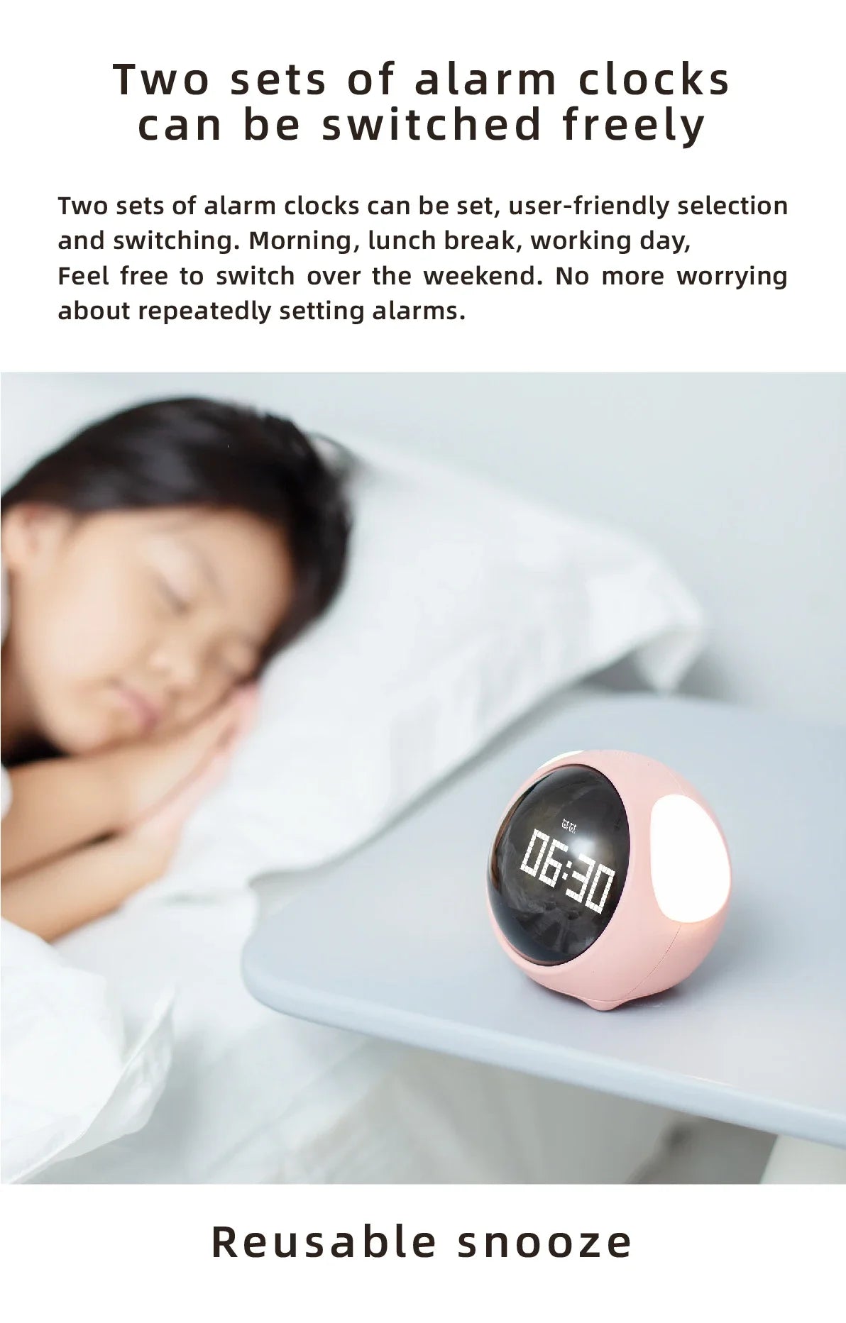 Cute Cartoon Digital Alarm Clock for Kids – Emotion Table Clock with Light for Bedroom & Desktop