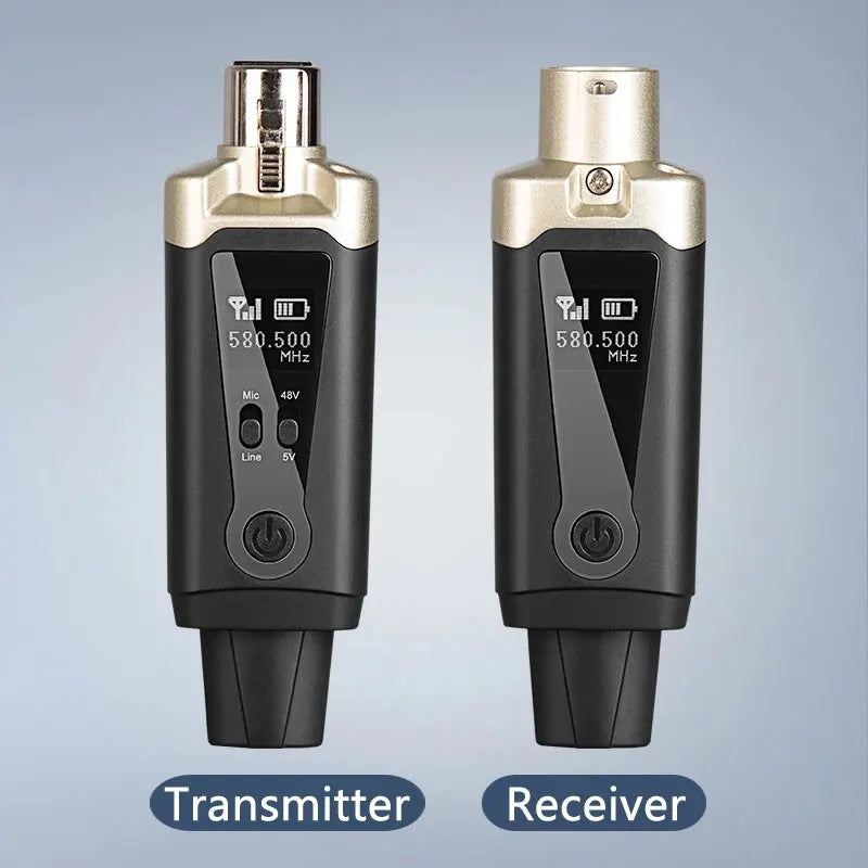 Wireless Microphone System - XLR Mic Converter Adapter with UHF Transmitter for Condenser & Dynamic Mics