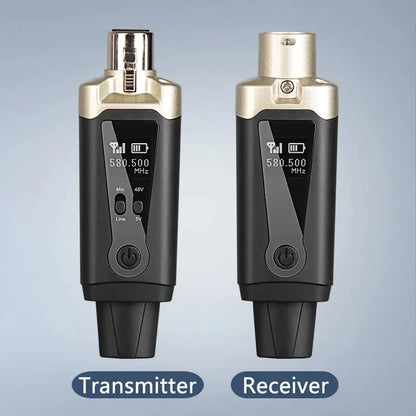 Wireless Microphone System - XLR Mic Converter Adapter with UHF Transmitter for Condenser & Dynamic Mics