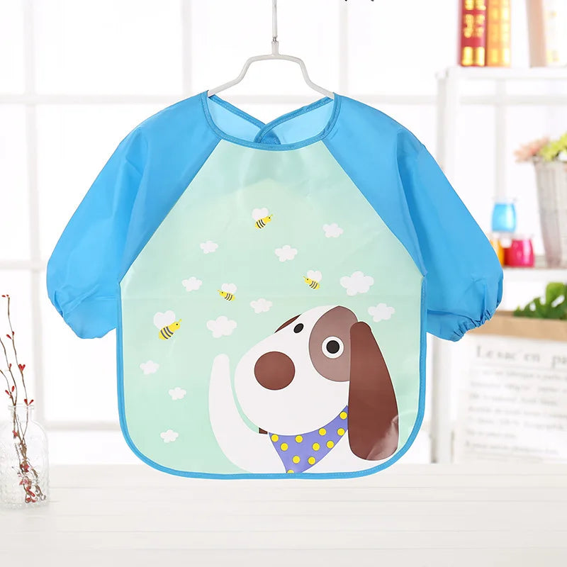 Waterproof Long Sleeve Baby Feeding Bib - Toddler Apron Smock with Food Catcher Pocket for Mess-Free Mealtime