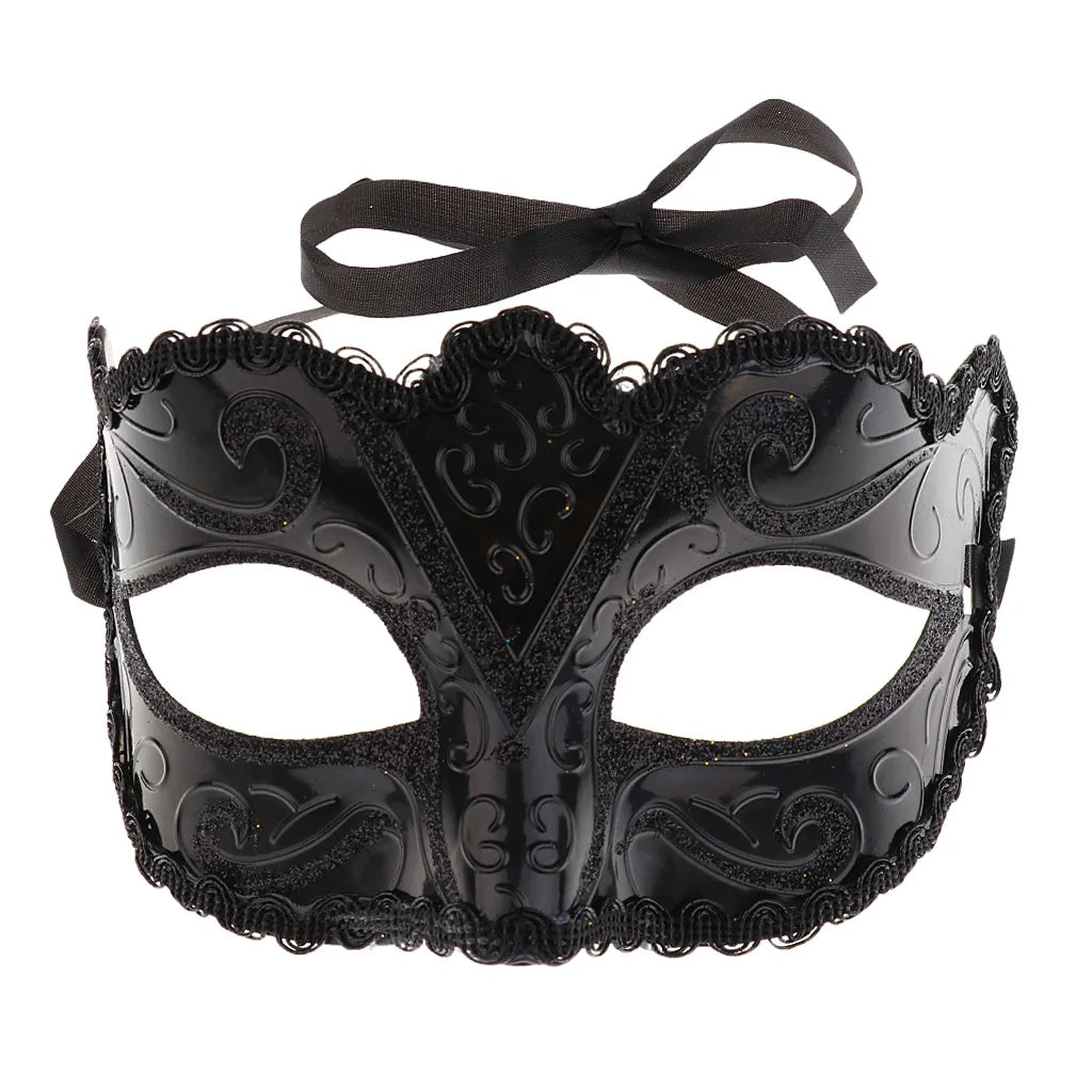 Black Lace Half Face Fox Mask – Venetian Masquerade Eye Mask with Tiara for Carnival & Party Wear