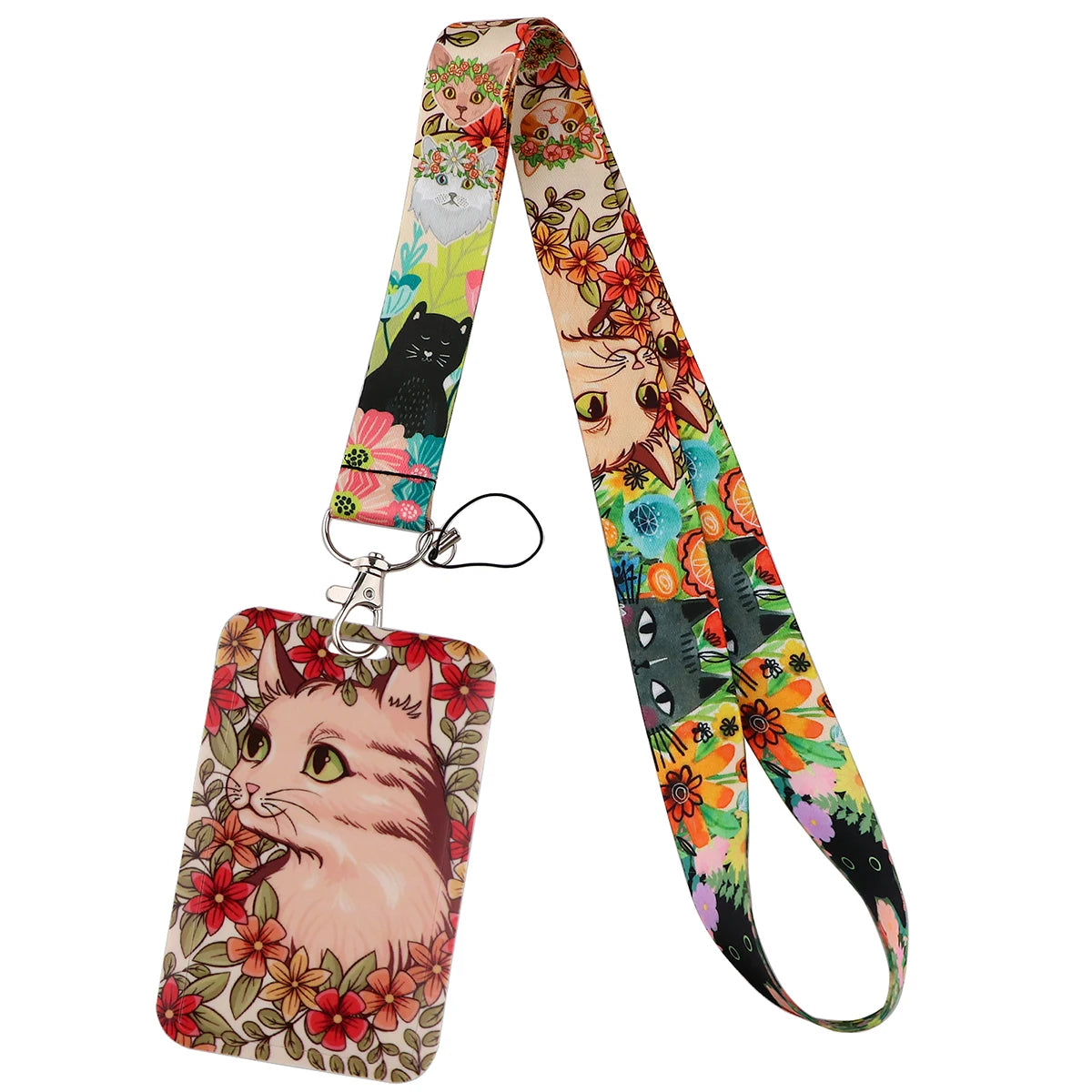 Cartoon Cat Lanyard Keychain – Multifunctional ID Card Badge Holder, Camera USB, Phone Neck Strap Accessories