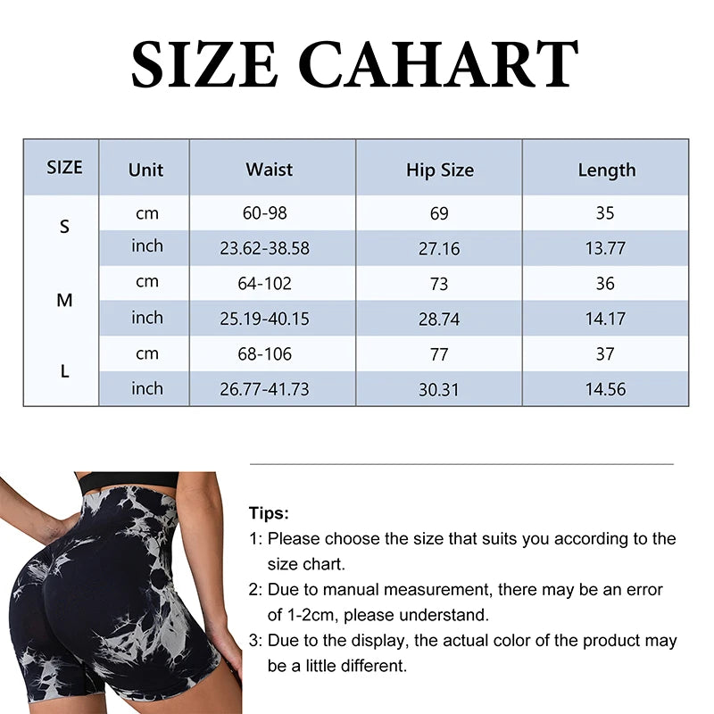 Women’s Yoga Shorts — High-Waisted Tie Dye Seamless Cycling & Running Sports Workout Gym Shorts S-XL
