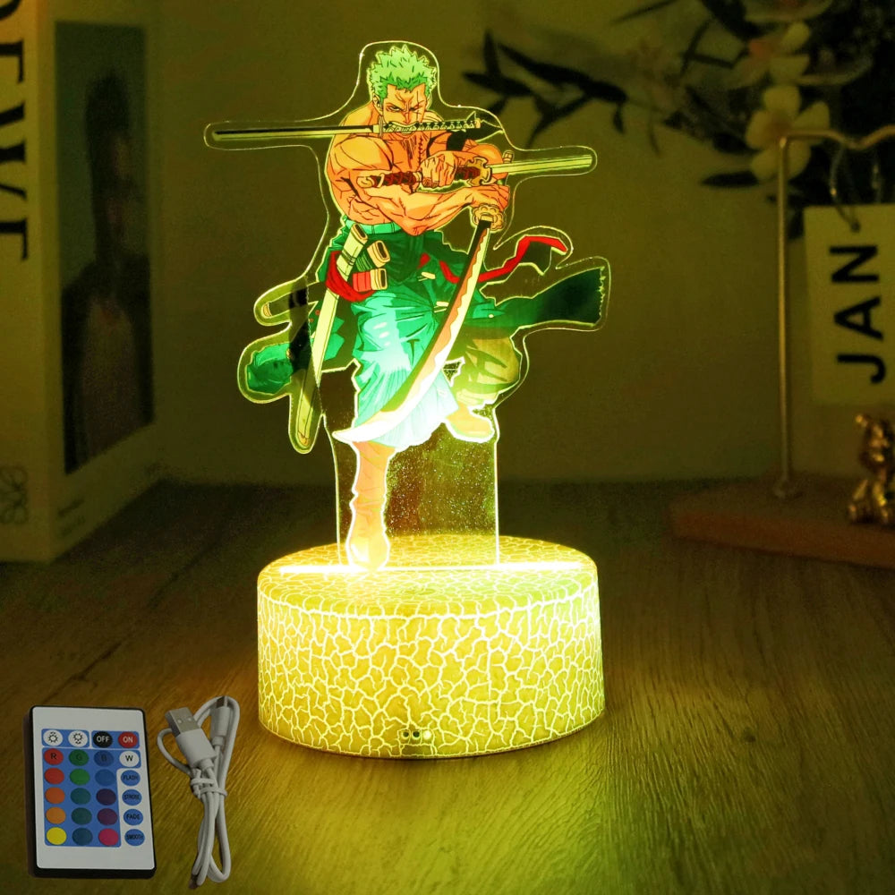 One Piece Luffy & Zoro Action Figures — 3D PVC Anime Lamp, LED Night Light Collectible Toy, Christmas Gift for Kids
