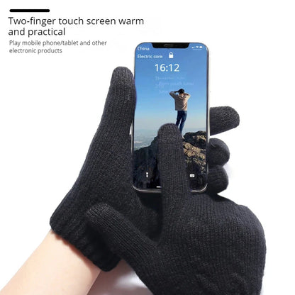 Thick Knitted Thermal Gloves - Wool Touchscreen Mittens for Men and Women, Winter Warm Driving Gloves