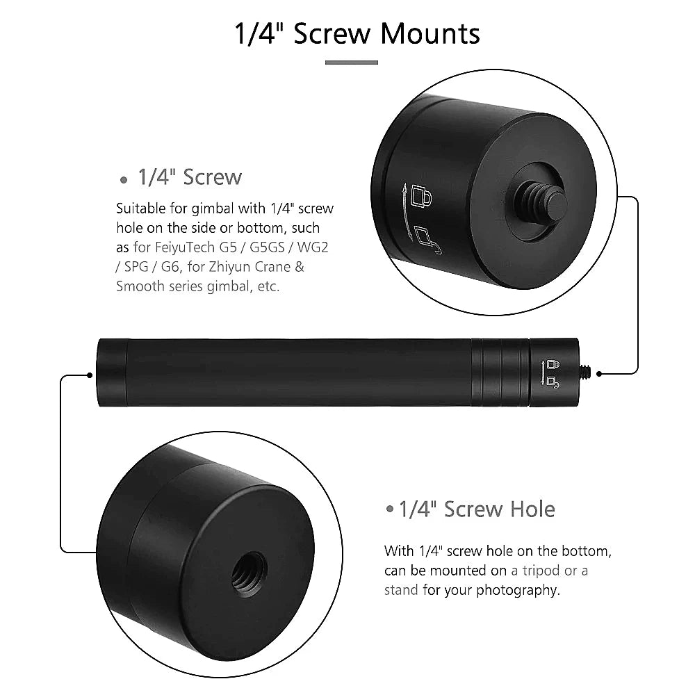 Metal Mini Tripod Stand for DJI, Zhiyun, Feiyu Gimbals & DSLR Cameras, Monopod with 1/4" Screw, Tabletop Handheld Stabilizer