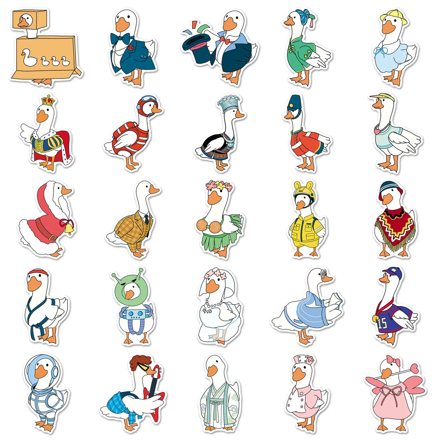 50PCS Cartoon Goose Stickers - Cute Waterproof Animal Decals for Water Bottles, Laptops, Skateboards & Luggage