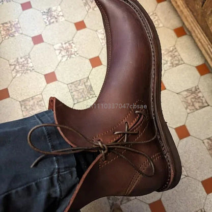 Medieval Renaissance Elf Ankle Boots - Pointed Lace-Up Pirate Cosplay Shoes for Men & Women
