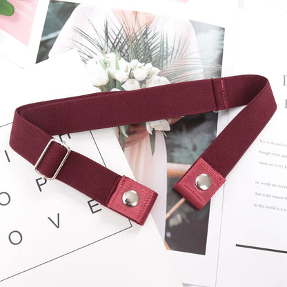 Elastic Buckle-Free Canvas Belt for Women – Stretch Waist Belt for Jeans & Pants, Invisible Lazy Belt